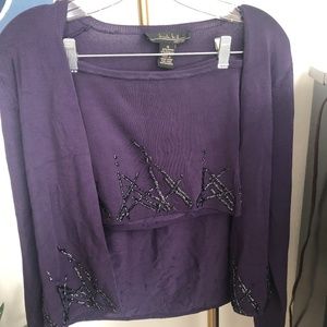 Nicole Miller purple sweater and tube top